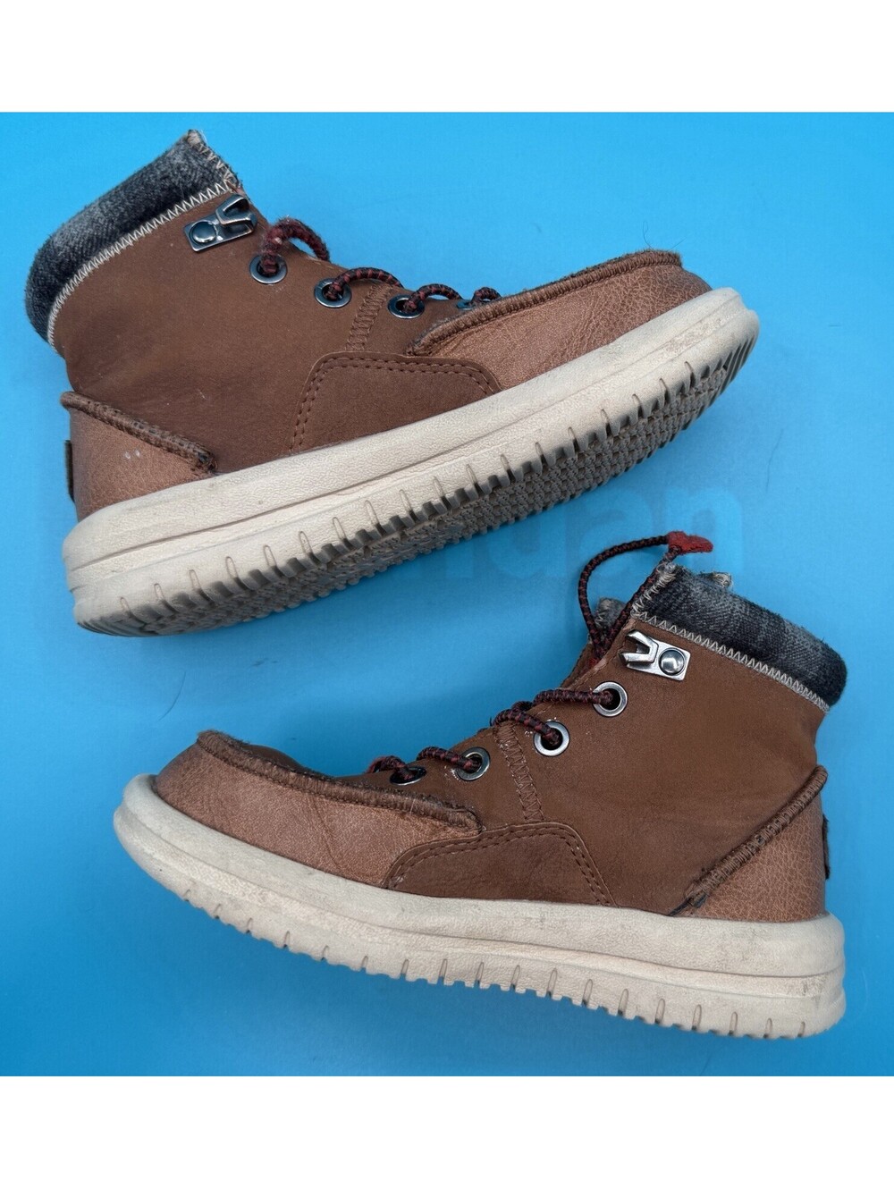 HEY DUDE Bradley Boys Youth Boots Brown Cognac Ankle Chukka Lightweight 11